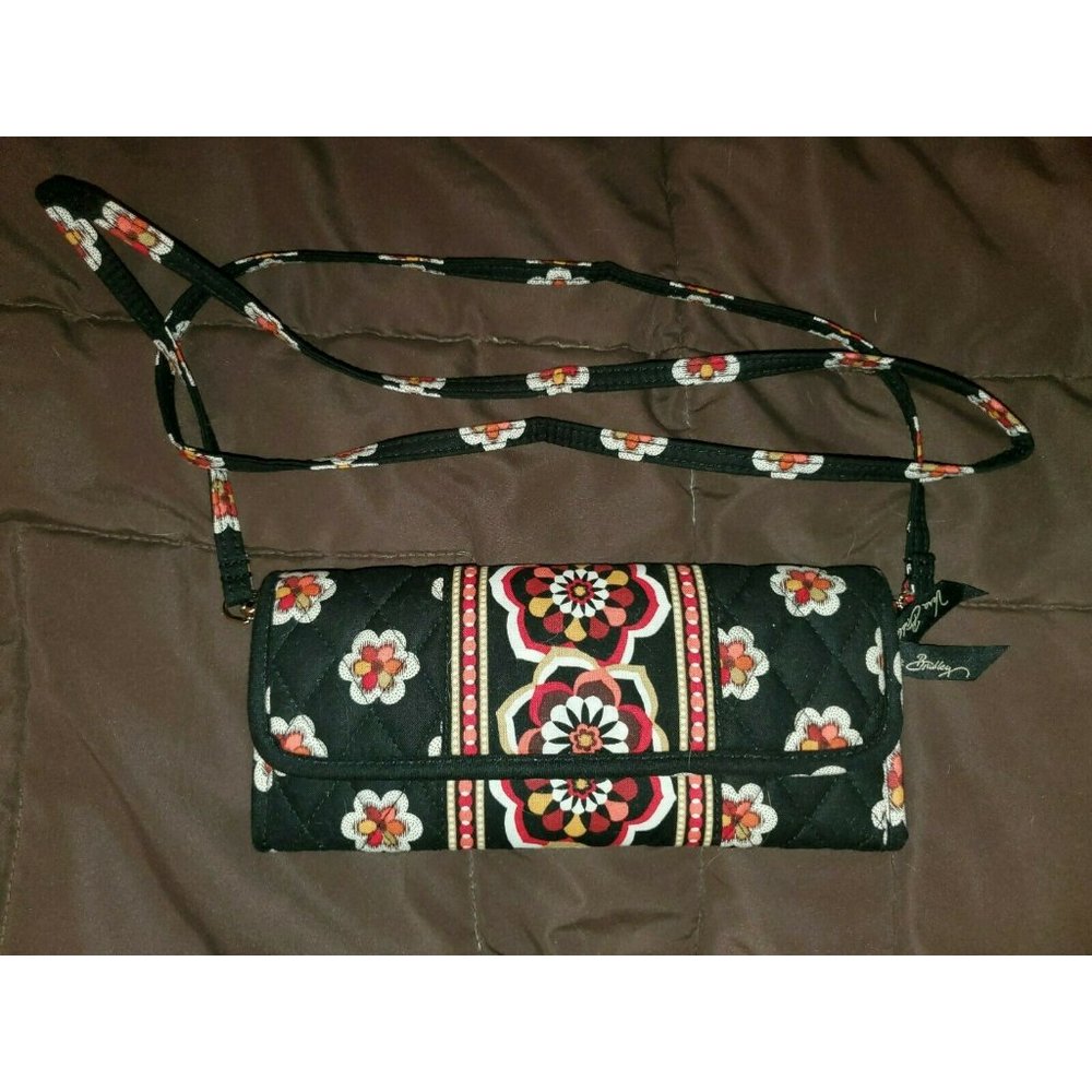 VERA BRADLEY Trifold Sleek Wallet w/strap  PIROUETTE
